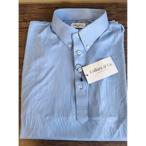 Collars & Co Mens Dress Collar Polo Large Light Blue NWT